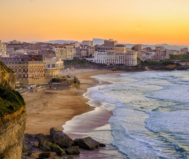 Paysage Biarritz, coucher de soleil, le tourisme basque.